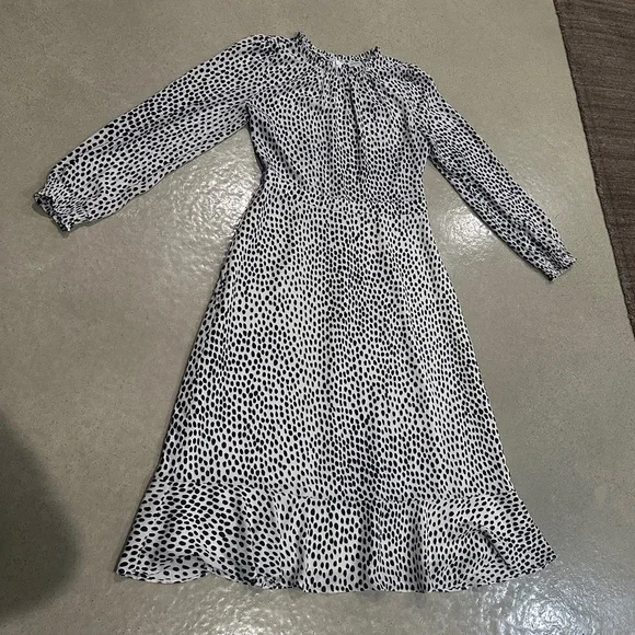 J. Crew Navy and White Polka Dot Midi Dress Size 6 - Picture 3 of 5